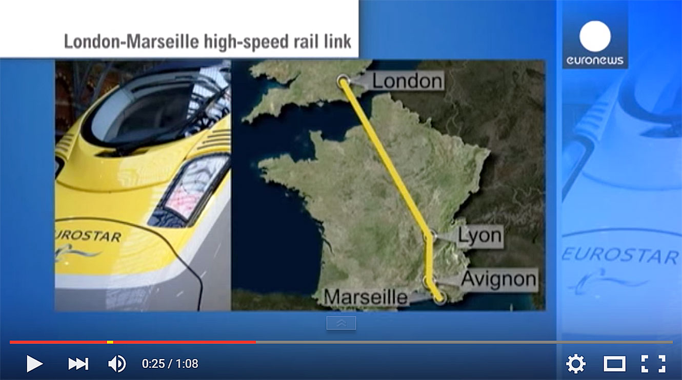 C'est parti pour l'Eurostar entre Londres et Marseille, via Lyon et Avignon.
