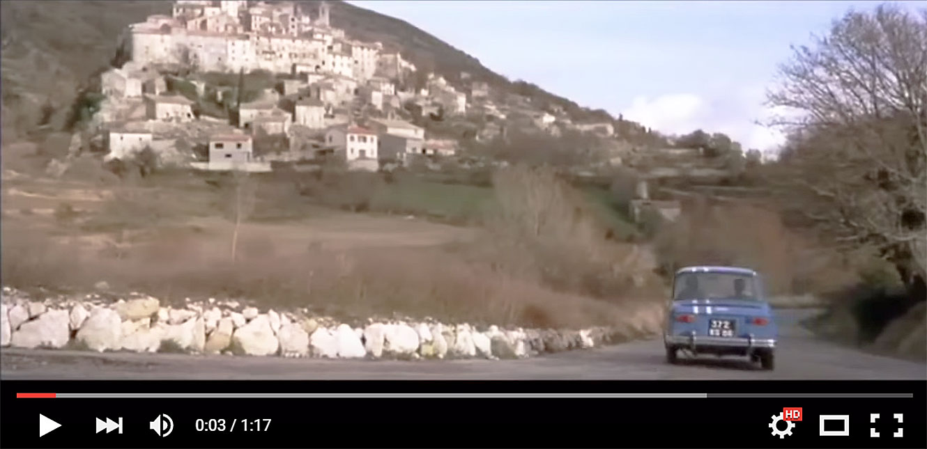 Lino Ventura et Michel Constantin font une virée dans le pays vençois en R8 Gordini.