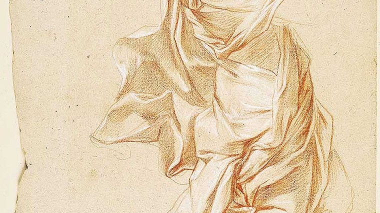 Sanguine et rehauts de craie blanche sur papier beige. Musée du Louvre, Département des arts graphiques.