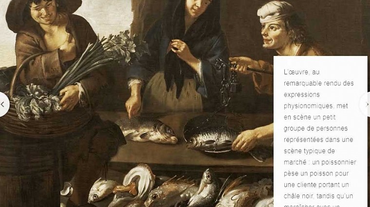 L’étal du poissonnier et le marchand de légumes.