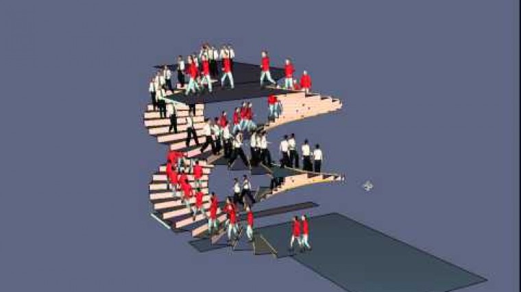 Escalier de type Chambord en colimaçon, les personnes qui montent ne croisent pas celles qui descendent.